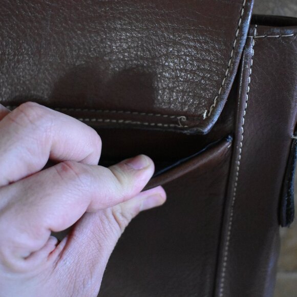 Vintage Leather Bag Laptop Genuine Messenger Men's Briefcase Satchel Brown Bag - Picture 5 of 16